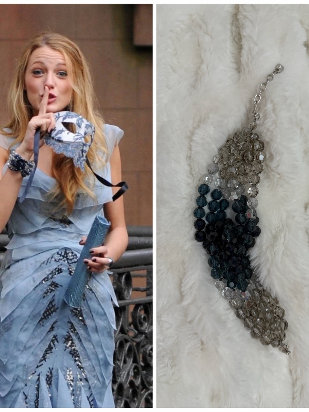 Swarovski Blue and Silver Crystal Bracelet ASO Serena Van Der Woodsen